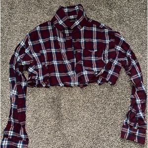 Super cropped checkered flannel